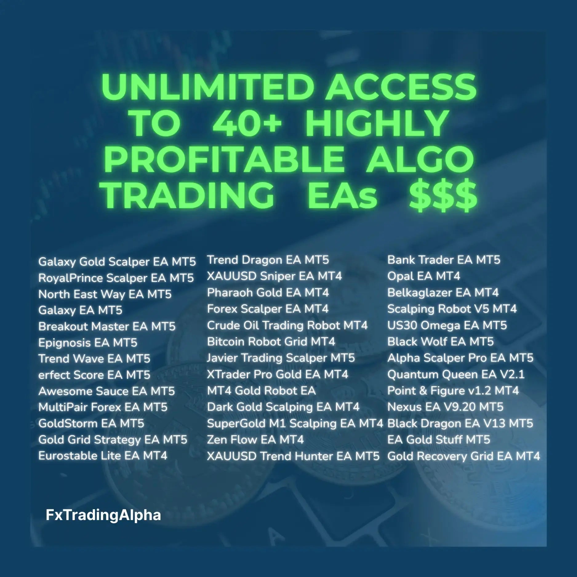 Bundle of 40+ MT4/MT5 Gold Forex Trading Robot RSI FxTradingAlpha